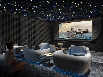 Video Room Video Hall Video Room Private Cinema Leisure Entertainment Room Single Sofa Coffee Table model