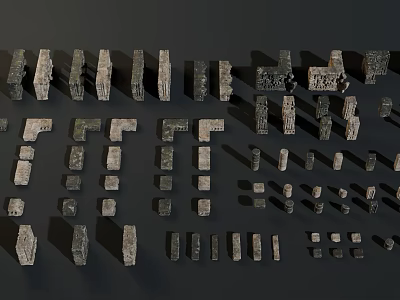 Vintage Stone Carved Letters In Various Styles And Sizes For Decor 3d model