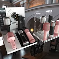 Stylish Headphones And Speakers In Pink Black Silver With Display Stand