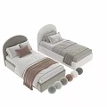 Modern Single Bed With Curved Velvet Headboard White Bedding And Brown Throw Blanket