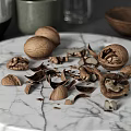 Modern Tableware Set With Ceramic Bowls Plates Glass Cups Textured Vase And Decorative Walnuts