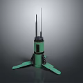 Commercial Communication Equipment With Green Cylindrical Body Three Supports And Top Antennas