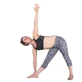 Woman Practicing Yoga Side Stretch Pose In Sporty Top And Leggings