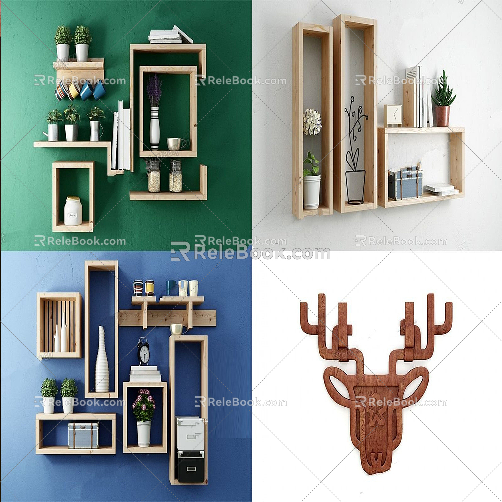 Nordic Wall Cabinet Laminated Decorative Wall Frame Combination 3d model