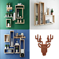 Nordic Wall Cabinet Laminated Decorative Wall Frame Combination 3d model