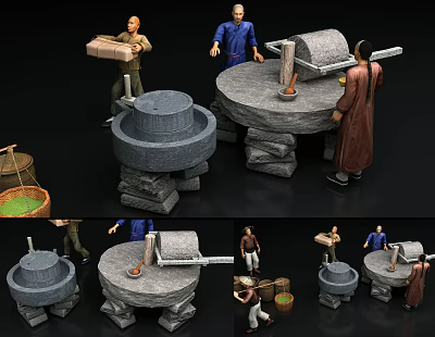 Chinese Stone Mill Old Mill 3d model Chinese Stone Mill Old Mill 3d model