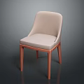 Modern Beige Upholstered Chair With Wooden Legs And Curved Backrest Design