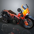 Sleek Orange And Black Motorcycle Design With Windshield Leather Seat And Spoked Wheels