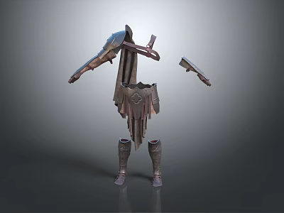 Detailed Medieval Fantasy Warrior Armor Set With Helmet Chestplate Greaves And Bracers 3d model