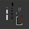 Modern Furniture Assortment Including Sofa Bookshelf Coffee Table And Green Plants