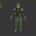 Tactical Combat Character 3D Model Featuring Helmet Glowing Goggles Tactical Vest Camouflage Pants Brown Boots