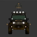 Police Utility Vehicle with Off Road Design Spotlight on Roof and Muddy Exterior