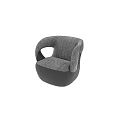 Modern Single Sofa With Herringbone Fabric Curved Black Armrests And Stylish Design