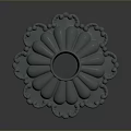 Gray Flower Shaped Daily Life Item With Decorative Circular Center Hole And Ornate Edges