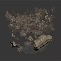 Diverse Scene Components Collection With Stones Plants Tent And Rock Structures