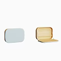 Elegant Wooden Jewelry Box With Light Blue Exterior And Open Closed Design