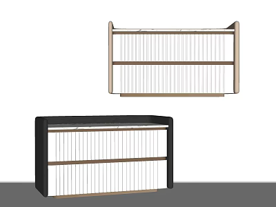 Modern Bedside Table With Wooden Frame And Vertical Slat Design Details 3d model