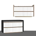 Modern Bedside Table With Wooden Frame And Vertical Slat Design Details