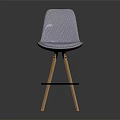 Modern White Upholstered Bar Stool With Wooden Legs And Black Metal Footrest