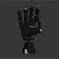 High Tech Black Robotic Hand With Silver Joints And Precision Base