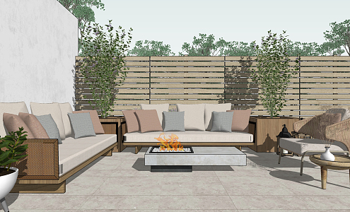 Modern Outdoor Sofa Courtyard Landscape Garden Outdoor Sofa 3d model