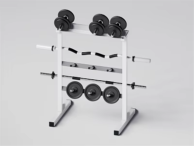 Sturdy Fitness Equipment Rack Holding Dumbbells Barbells And Weight Plates 3d model