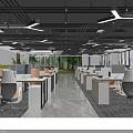 Modern Public Office Space With Open Layout Workstations Large Windows And Potted Plants
