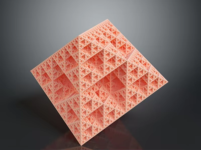 Modern Intricate Pink Geometric Hollow Cube Furniture With Fractal Pattern Structure 3d model