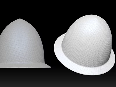 Pair of White Woven Dome Hats With Textured Pattern On Black Background 3d model