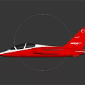 Red And White Jet Model With Black Cockpit On Dark Background With Reflection