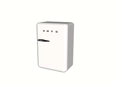 White Compact HEO Fridge With Black Handle For Home Kitchen Use 3d model