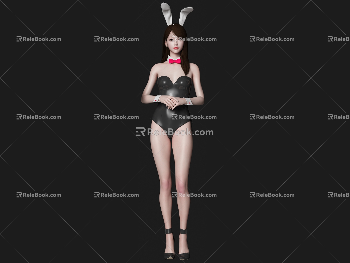 Beautiful Woman Character Bunny Waiter 3d model