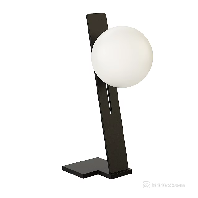 Stylish Modern Table Lamp With Black Stand And White Spherical Shade 3d model