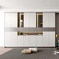 Modern Shoe Cabinet With LED Lighting And Open Shelves White Gray Sleek Minimalist Interior Design