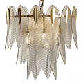 Elegant Modern Chandelier With Golden Frame And Leaf Shaped Glass Shades