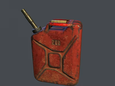 Durable Red Industrial 20L Jerry Can With Metal Spout For Fuel Storage 3d model