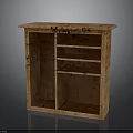 Wooden Open Storage Cabinet With Multiple Shelves And Top Surface For Home Use