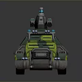 3D Model Military Tank With Green Camouflage Turret Cannon And Wheels Design