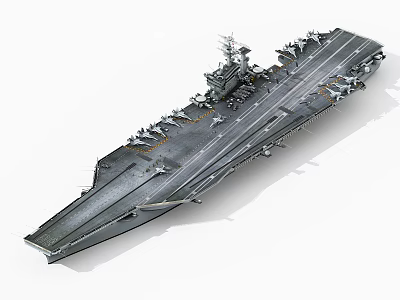 Large Military Aircraft Carrier With Fighter Jets On Flight Deck Structure 3d model