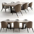 Modern Dining Table And Chair Set With Fabric Padded Seats And Metal Wood Frame
