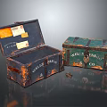 Vintage Wooden Boxes With WALLIS BARGO Brand Open With Labels And Worn Finish