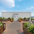 Stylish Rooftop Terrace Design With Wooden Flooring Outdoor Tables Chairs And Lush Green Plants