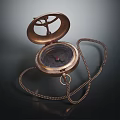Vintage Gold Pocket Watch With Open Case Chain And Shiny Dial On Dark Background