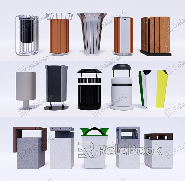 Modern trash can outdoor trash can garden sketch model