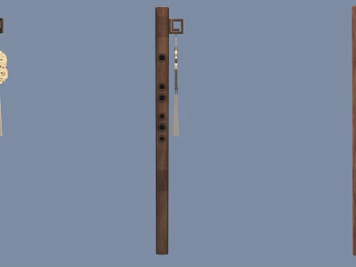 Traditional Wooden Musical Instruments and Art Supplies with Hanging Ornaments and Craft Tools 3d model