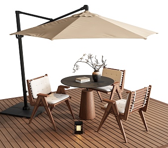 Modern Outdoor Table and Chair Leisure Table and Chair Outdoor Dining Table and Chair Negotiation Table and Chair Outdoor Chair Sunshade Umbrella 3d model