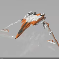 Futuristic White And Orange Spaceship With Streamlined Design For Cosmic Exploration