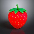 Fresh Red Strawberry With Green Leaves And Yellow Seeds On Black Background