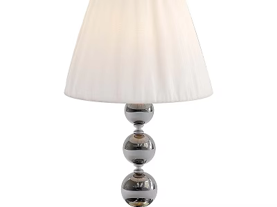 Modern Table Lamp with White Pleated Lampshade and Chrome Spherical Base Design 3d model