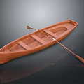 Wooden Canoe As Traditional Water Transport With Paddle And Seats